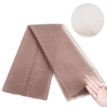 GEX Swiss Lace Net for Making Lace Wig Closure Caps Toupee, Foundation Wig Accessories- 1/4 Yard (18"x20"), Light Brown Color