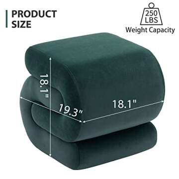 KIVENJAJA Velvet Vanity Stool, Modern S-Shaped Pouf Ottoman Footrest Makeup Chair Foot Stool Under D...