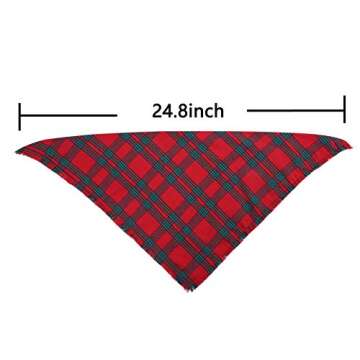 2 Pack Dog Bandana Christmas Plaid Reversible Triangle Bibs Scarf Accessories for Dogs Cats Pets Animals