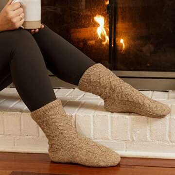 Tough Land Sherpa Lined Slipper Socks for Women  