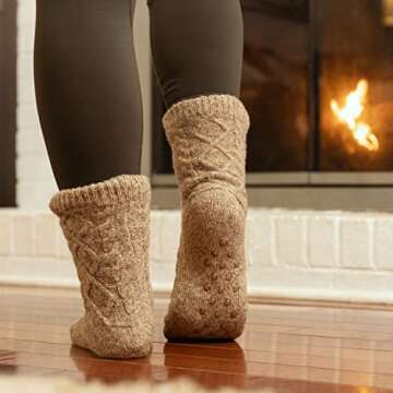 Tough Land Sherpa Lined Slipper Socks for Women  