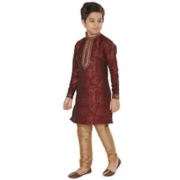 Tathastu Boys Kurta Pyjama Set 1165A - Maroon- 3-4 Years