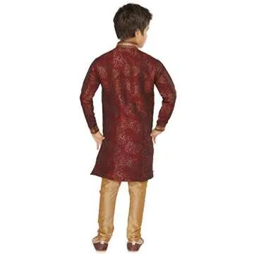 Tathastu Boys Kurta Pyjama Set 1165A - Maroon- 3-4 Years