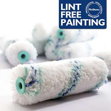 4 inch Small Paint Roller Tray Set, PinStone 12pcs 4" Mini Paint Roller with Extension Threads, 10 M...