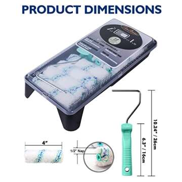 4 inch Small Paint Roller Tray Set, PinStone 12pcs 4" Mini Paint Roller with Extension Threads, 10 Microfiber Covers & Paint Preservation Tray Lid, Mini Rollers for Painting Walls, Cabinets, Touch-ups