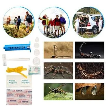 Snake Bite Kit, Bee Sting Kit, Emergency First Aid Supplies, Venom Extractor Suction Pump, Bite and Sting First Aid for Hiking, Backpacking and Camping. Includes Bonus CPR face Shield (Blue)
