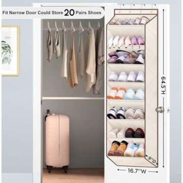 SLEEPING LAMB Over The Door Shoe Organizer for Closet with Large Deep Pockets, Narrow Shoe Rack for ...