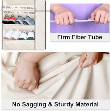 SLEEPING LAMB Over The Door Shoe Organizer for Closet with Large Deep Pockets, Narrow Shoe Rack for Door Hanging Boots Storage, Beige