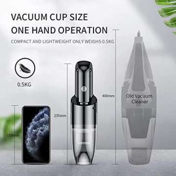 LIPUWS Mini Protable Car Vacuum Cordless,Handheld Vacuum for Quick Cleaning,Hand held vacuuming, Dus...