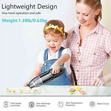 LIPUWS Mini Protable Car Vacuum Cordless,Handheld Vacuum for Quick Cleaning,Hand held vacuuming, Dust Buster Cordless Rechargeable for Car Home and Office