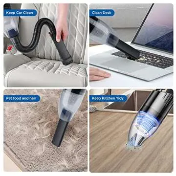 LIPUWS Mini Protable Car Vacuum Cordless,Handheld Vacuum for Quick Cleaning,Hand held vacuuming, Dust Buster Cordless Rechargeable for Car Home and Office