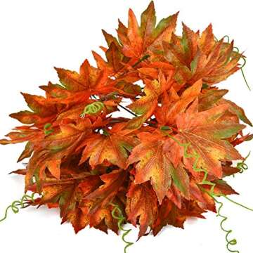 Fall Decor - Realistic 2Pcs Artificial Maple Leaves Stems