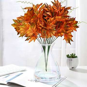 Fall Decor - Realistic 2Pcs Artificial Maple Leaves Stems