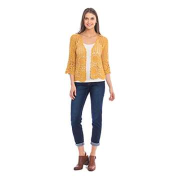 Skyes The Limit Women's Crochet Cozy Cardigan, Gold, S