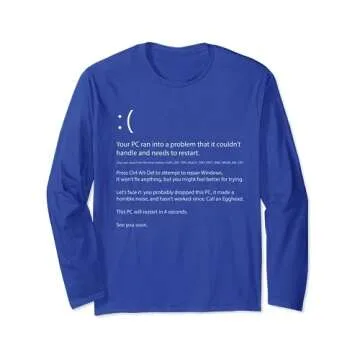Blue Screen of Death Windows Error Funny Computer Nerd Geek Long Sleeve T-Shirt