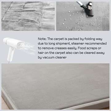 MAXYOYO Grey Coral Velvet Area Rug, Thick Japanese Tatami Mat Living Room Carpet with Non-Slip Backing, Large Solid Color Mat for Bedroom Dormitory Yoga, 78 by 118 inch