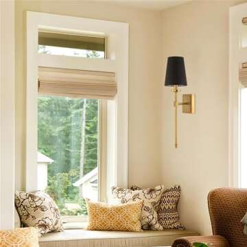 Kira Home Torche 20" Modern Wall Sconce/Wall Light + Black Linen Shade, Warm Brass Finish