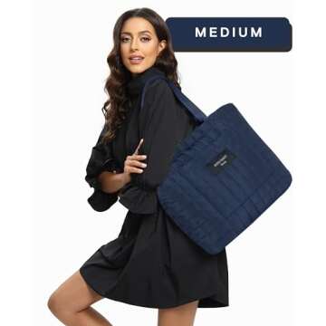 SATIN SAINT Unisex Tote Bag Lightweight Quilted, 35L Puffer Tote for Women Men Unisex, Gym Bag Carry On Shoulder Bag Overnight Travel Weekender Bags Yoga Bag Womens Quality Totebag, Navy Blue