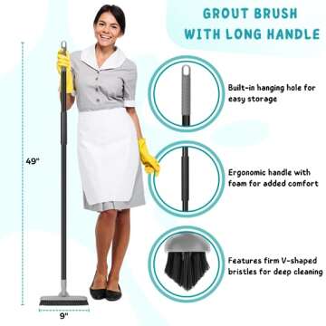 Ergonomic Grout Brush with Swivel Head for Easy Cleaning