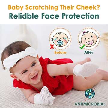 Baby Anti Scratch Mittens - No Scratch Mittens for Boys & Girls (6-12 Months) - 6 Pairs