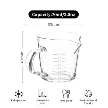 Espresso Shot Glass 3-Ounce Triple Pitcher Barista Double Spouts With Pouring Handle (2 Pack)