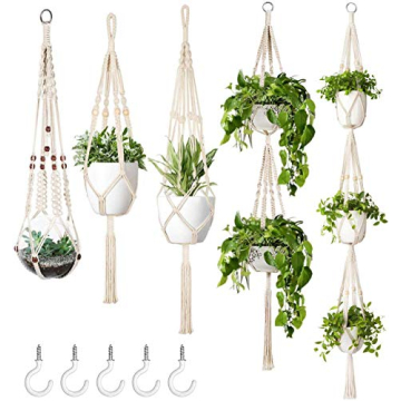 Mkono Boho Macrame Plant Hanger Set for Indoor Decor