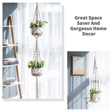 Mkono Boho Macrame Plant Hanger Set for Indoor Decor