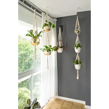 Mkono Boho Macrame Plant Hanger Set for Indoor Decor