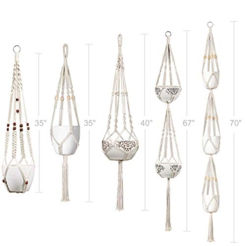 Mkono Boho Macrame Plant Hanger Set for Indoor Decor