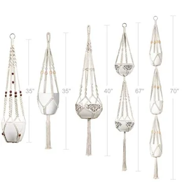 Mkono Boho Macrame Plant Hanger Set for Indoor Decor