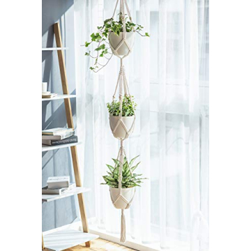 Mkono Boho Macrame Plant Hanger Set for Indoor Decor