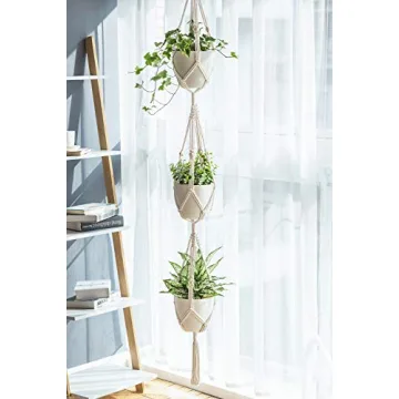 Mkono Boho Macrame Plant Hanger Set for Indoor Decor