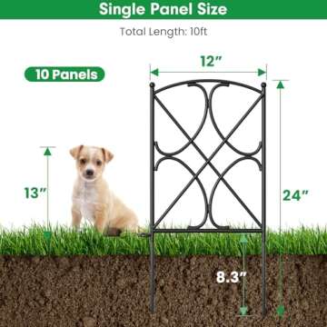 AMAGABELI 10 Panels 24in Decorative Garden Edging Fence for Yard