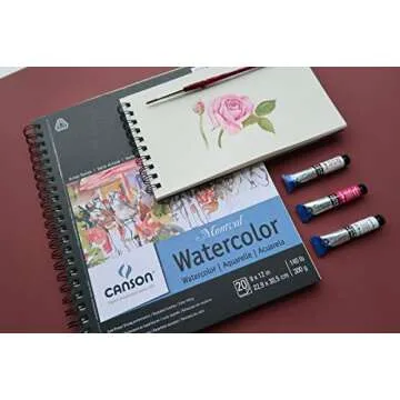 Canson Artist Series Montval Watercolor Paper, Foldover Pad, 9x12 inches, 12 Sheets (140lb/300g) - Artist Paper for Adults and Students - Watercolors, Mixed Media, Markers and Art Journaling