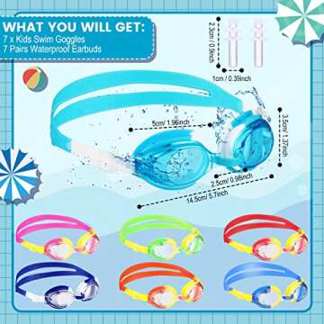 Konohan 7 Packs Kids Swimming Goggles Unisex Child Swim Goggles for Kids Water Goggles No Leaking An...