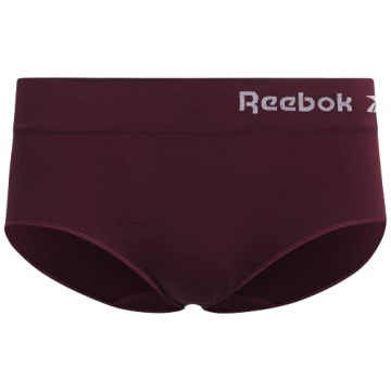 Reebok Women's Hipster Panties - 5 Pack Breathable Stretch Performance Hipster Briefs - Seamless Underwear for Women (S-XL), Size Large, Black/Heather Grey/Pink/Burgundy/White-grey Stripe