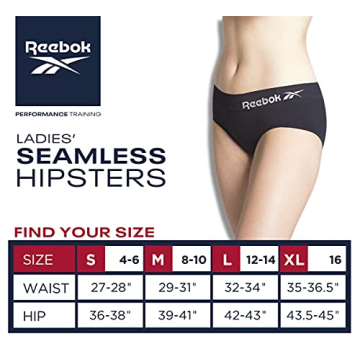 Reebok Women's Hipster Panties - 5 Pack Breathable Stretch Performance Hipster Briefs - Seamless Underwear for Women (S-XL), Size Large, Black/Heather Grey/Pink/Burgundy/White-grey Stripe