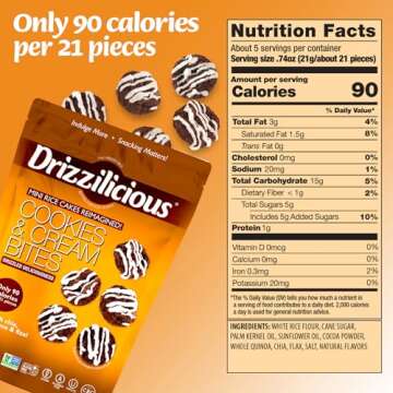 Drizzilicious Mini Rice Cakes Cookies & Cream Healthy Snack