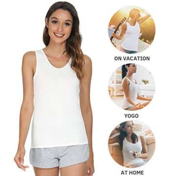 Vislivin Womens Supersoft Camisole Stretch Casual Tank Tops Black/White/Gray XL