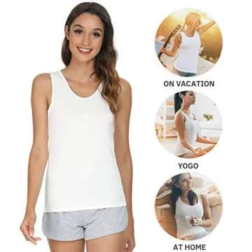 Vislivin Womens Supersoft Camisole Stretch Casual Tank Tops Black/White/Gray XL