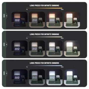 Wireless Charging Station, iPhone 3 in 1 Fast 15W Wireless Charger with Alarm Clock and Night Light, Charging Dock for iPhone 12/13/14/15/16 Pro/Pro Max, Samsung, AirPods