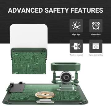 Wireless Charging Station, iPhone 3 in 1 Fast 15W Wireless Charger with Alarm Clock and Night Light, Charging Dock for iPhone 12/13/14/15/16 Pro/Pro Max, Samsung, AirPods