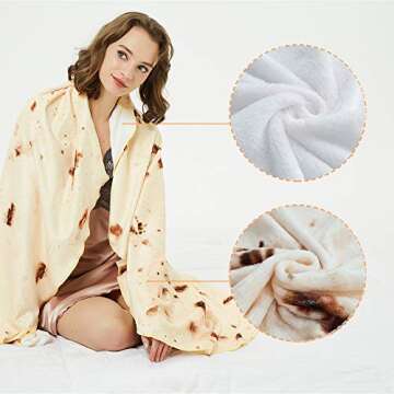 Rongbenyuan Burrito Tortilla Blanket - Soft Funny Novelty Flannel Food Wrap Throw Blanket Kids Adult Yellow