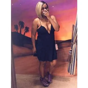 TOB Women's Sexy Pleated Sleeveless Mini Club Dress