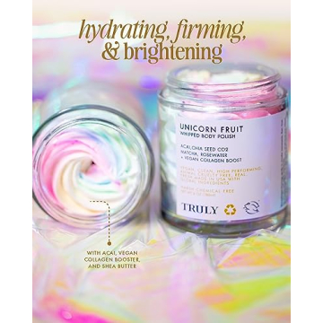 Truly Beauty Unicorn Fruit Whipped Body Polish- Whipped Body polish for Women - Body Scrub That Helps Hydrate, Soothe, and Plump Dry Skin - Body Scrubs for Women Exfoliation - 2 OZ