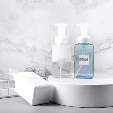 2 Pack Foaming Soap Dispenser, Empty Refillable Pump Bottles for Shampoo, Liquid Soap, Body Wash, Hand Soap Dispenser (250ml/8.5oz,Amber)