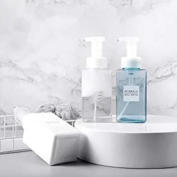 2 Pack Foaming Soap Dispenser, Empty Refillable Pump Bottles for Shampoo, Liquid Soap, Body Wash, Hand Soap Dispenser (250ml/8.5oz,Amber)