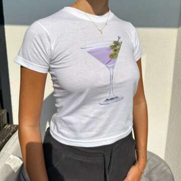 Women Y2k Short Sleeve Tops Bow Graphic Print Baby Tees Slim Fit Crewneck Crop Top Balletcore Shirt Streetwear