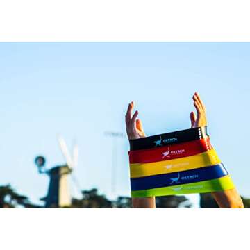 Ostrch Resistance Loop Bands for Home or Outdoor Workouts: Fitness, Physical Therapy, Yoga - Exercises for Legs and Butt Toning and Muscle Gain - Set of 5