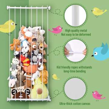 Stuffed Animal Storage - Corner Hammock Net for Plushie Toys - Zoo Style Organizer, Save Space, Perf...